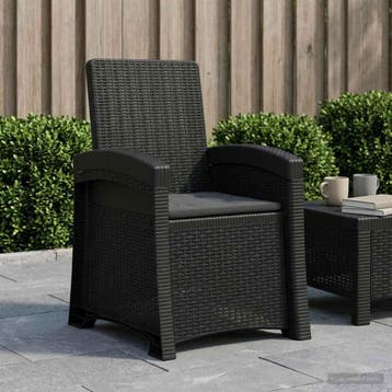 vidaXL Ligstoel in rietenlook Antracietkleurig PP, Tuin en Terras, Tuinstoelen, Verzenden, Nieuw