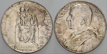 10 Lire 1936 Italien-kirchenstaat Pius Xi 1922-1939, Verzenden