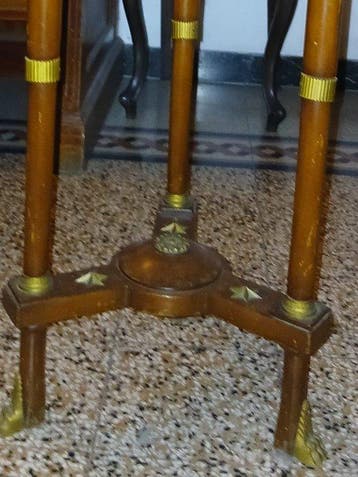 Gueridon - Marmer, Hout, Verguld messing
