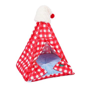 2dekans | zeze huisdierentent met kerstmuts - rood-wit, Ophalen of Verzenden, Zo goed als nieuw