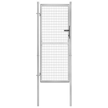 vidaXL Tuinpoort gegalvaniseerd staal 100x200 cm zilver, Verzenden, Nieuw