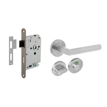 Deurbeslag set WC-slot 63/8mm RVS + deurklink Jura RVS -..., Doe-het-zelf en Verbouw, Hang- en Sluitwerk, Ophalen of Verzenden