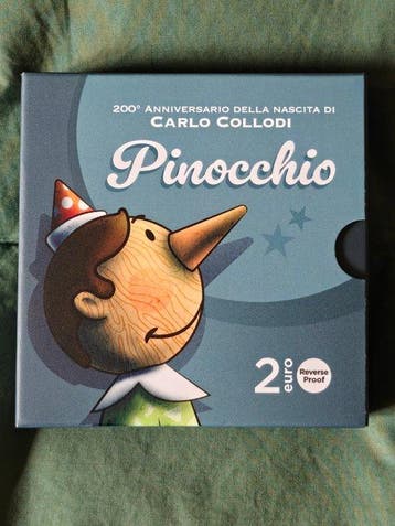 Italië. 2 Euro 2026 Pinocchio Reverse Proof (Zonder