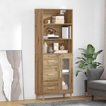 vidaXL buffetkast Artisan Eiken 69,5 x 34 x 180 cm Bewerkt, Minder dan 50 cm, Verzenden, Nieuw, Minder dan 100 cm