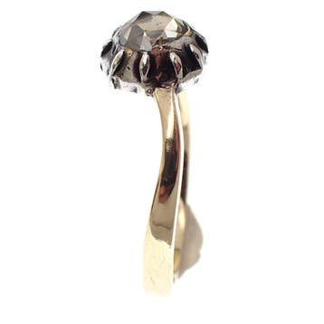 Antieke gouden ring met roos geslepen diamant; 0,30 ct., 18 tot 19, Gebruikt, Ophalen of Verzenden, Met edelsteen