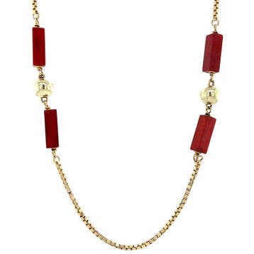 Gouden bolletjes collier met carneool 14 krt, Sieraden, Tassen en Uiterlijk, Kettingen, Ophalen of Verzenden, Nieuw