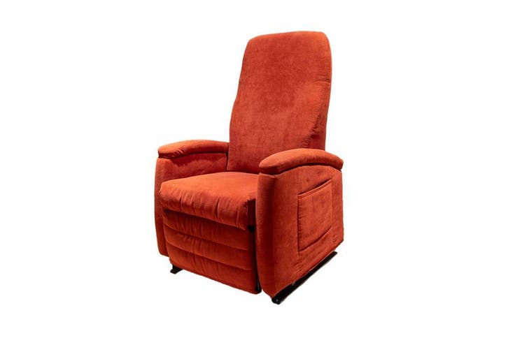 Fitform Vario 570 Sta- op stoel uitgevoerd in rood stof, Huis en Inrichting, Fauteuils, Minder dan 75 cm, Gebruikt, 50 tot 75 cm