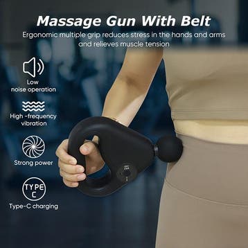 2dekans | Massage Gun met Riem – Grijs, 0,5 kg, 25 cm x 7 cm, Ophalen of Verzenden, Zo goed als nieuw