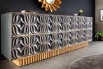 Handgemaakt dressoir PIAZZA SAN MARCO 180 cm grijsgoud, Ophalen of Verzenden, Nieuw