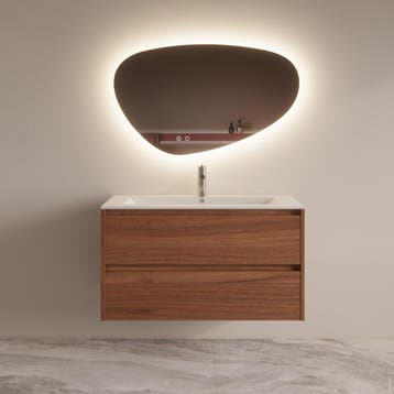 Badmeubelset BWS Riga Met Asia Wastafel Wit 100 cm Walnoot, Ophalen of Verzenden, Nieuw, Bad