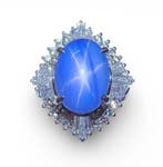 Ring Platina Stersaffier - Diamant - Star Sapphire Burma, Nieuw