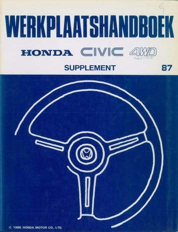 19987 Honda Civic 4WD werkplaatshandboek supplement, Verzenden