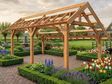 Veiling - Traditionele Douglas kapschuur 960x460x325 cm, Tuin en Terras, Overkappingen, Nieuw