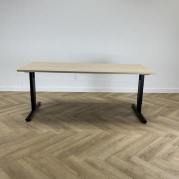 bureau 180x80 cm, licht eiken - zwart - Gratis Bezorging, Huis en Inrichting, Bureaus, Ophalen of Verzenden, Gebruikt