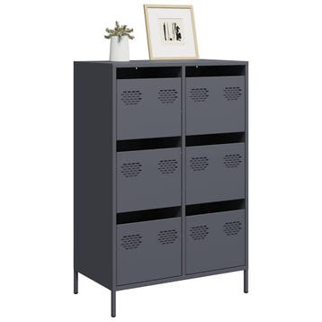 vidaXL buffetkast 68x39x101,5 cm staal antracietkleurig, Huis en Inrichting, Kasten | Buffetkasten, Verzenden, Nieuw, Metaal