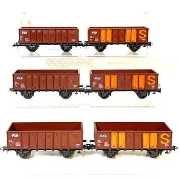 Roco H0 - Modeltrein goederenwagonset (6) - Open bakwagens, Nieuw