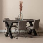 Mangohouten Eettafel Rechthoek Cedric 240x100 cm Zwart (6cm), Verzenden, Nieuw, Industriële meubels, Rechthoekig