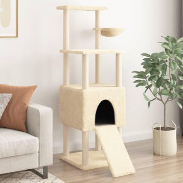 vidaXL Kattenmeubel met sisal krabpalen 153 cm crèmekleurig, Verzenden, Nieuw