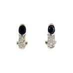 Witgouden oorclips met diamant en saffier 14 krt, Sieraden, Tassen en Uiterlijk, Oorbellen, Verzenden, Zo goed als nieuw, Goud