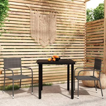 vidaXL 3-delige Tuinset grijs, Verzenden, Nieuw, 2 zitplaatsen, Tuinset