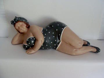 Beeld, Statue, Mollige Bade Dame Badenixe Statuette, eine