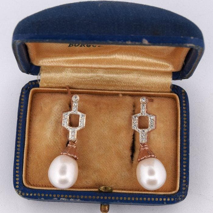 Zonder minimumprijs - Oorbellen - 9 kt. Roségoud - 0.60ct., Sieraden, Tassen en Uiterlijk, Oorbellen