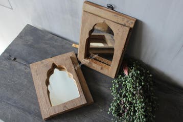 Houten spiegeltje Marrakesh 23 cm, Huis en Inrichting, Ophalen of Verzenden, Nieuw