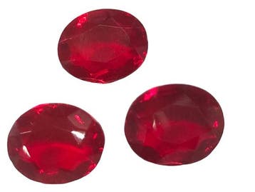 2 x DQ Octagon Glas cabochon 10 x 8mm Ruby, Ophalen of Verzenden, Nieuw, Overige typen