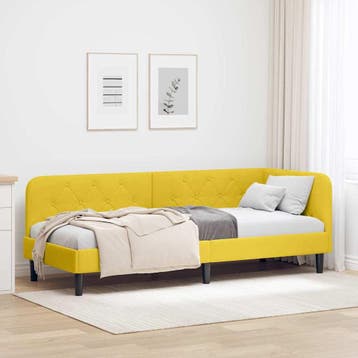 vidaXL Hoekbedframe Geel 80 x 200 cm Fluweel, Verzenden, Nieuw, Eenpersoons, Stof