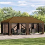 vidaXL Tuinprieel 6 x 3 m Taupe Polyester en staal 190, Verzenden, Nieuw