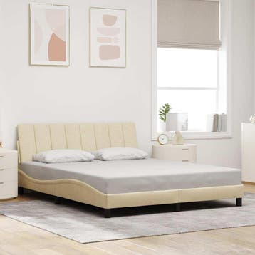 vidaXL Bedframe zonder matras Hanko stof crèmekleurig, Verzenden, Stof, 160 cm, Nieuw