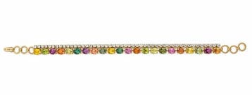 Tennis armband - 14 karaat Geel goud - 10.82ct. tw. Saffier