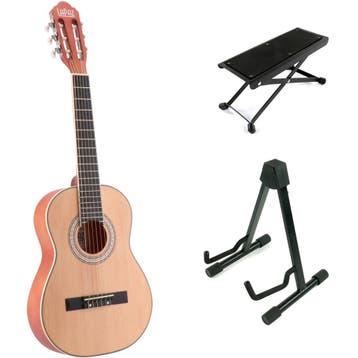 LaPaz C30N klassieke gitaar 3/4-formaat naturel + statief +, Muziek en Instrumenten, Verzenden, Nieuw
