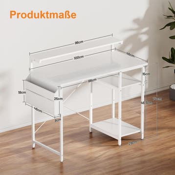 Bureau - Computertafel - Computerbureau - 100x48 cm - Wit, Verzenden, Zo goed als nieuw