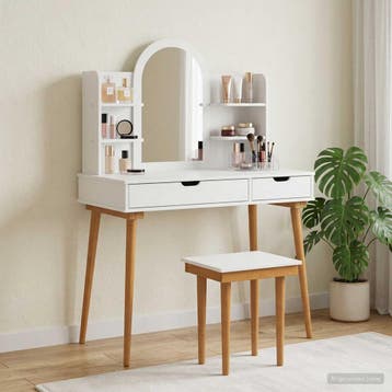 vidaXL Toilettafel Set FAUSKE 5 st Wit 100 x 50 x 143 cm, Verzenden, Nieuw