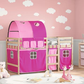 vidaXL Kinderhoogslaper met tunnel 90x190 cm massief, 90 cm, Eenpersoons, Verzenden, Nieuw
