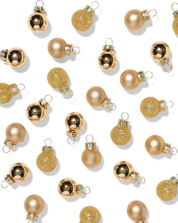 HEMA Kerstballen set 3.2cm glas mini goud - 36 stuks, Verzenden, Nieuw