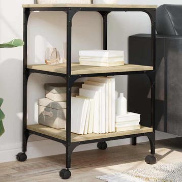 vidaXL Printerkastje 3-laags 50x41x75 cm bewerkt hout sonoma, Verzenden, Nieuw