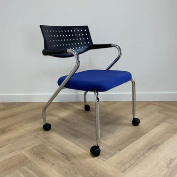Vitra Visaroll Design vergaderstoel,  blauw - zwart, Huis en Inrichting, Ophalen of Verzenden, Gebruikt, Stof, Eén