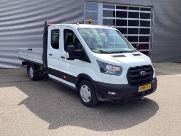 Ford Transit 2.0 TDCI 130 pk DC Dubbel Cabine Open Laadbak/, Stof, Gebruikt, Euro 6, Wit
