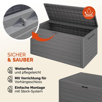 Kussenbox Woody Grijs Houtlook 280L (Schuurtjes-Rekken), Tuin en Terras, Tuinhuizen, Verzenden, Nieuw