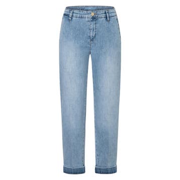 MAC • lichtblauwe Chino turn up jeans • 36, MAC, Verzenden, Nieuw, Blauw