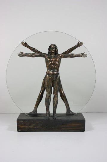 sculptuur, Vitruvian Man - 25 cm - Resin, Glas