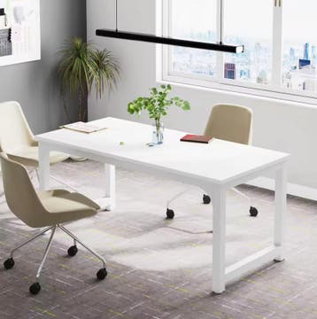 Groot Bureau Wit 160 cm – Moderne Werktafel met Stalen Frame, Huis en Inrichting, Bureaus, Verzenden, Nieuw