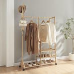 [en.casa] Bamboe kledingrek Ikaalinen op wielen 176x100x38 c, Huis en Inrichting, Kasten | Kledingkasten, Verzenden, Nieuw