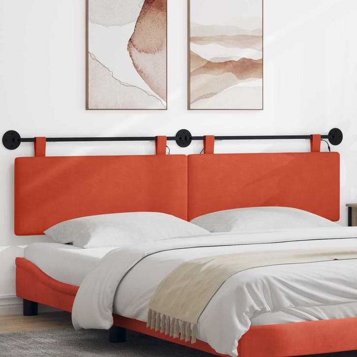 vidaXL Hangend hoofdbord Met LED-verlichting Rood-oranje, Huis en Inrichting, Slaapkamer | Bedden, Rood, Nieuw, Verzenden