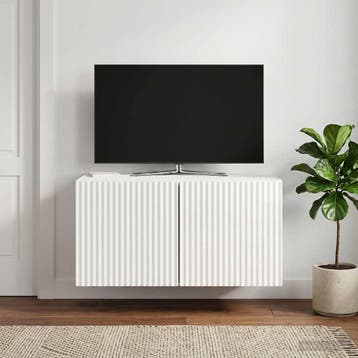 vidaXL Wandbeugel TV-kast 59,5 x 41 x 30 cm Hoogglans Wit, Huis en Inrichting, Kasten | Televisiemeubels, Minder dan 50 cm, Verzenden