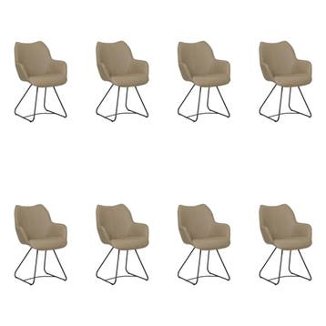 Set van 8 Leren eetkamerstoelen Magic - Toledo Mocca, Huis en Inrichting, Stoelen, Ophalen of Verzenden, Nieuw, Leer