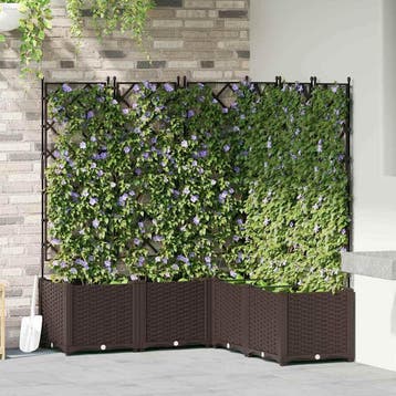 vidaXL Plantenbak 5 st Bruin 120 x 120 x 143 cm PP, Verzenden, Nieuw, 100 cm of meer, 60 cm of meer