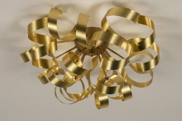 Rietveld Plafondlampen - Goud - Geschuurd Aluminium, Metaal, Verzenden, Nieuw